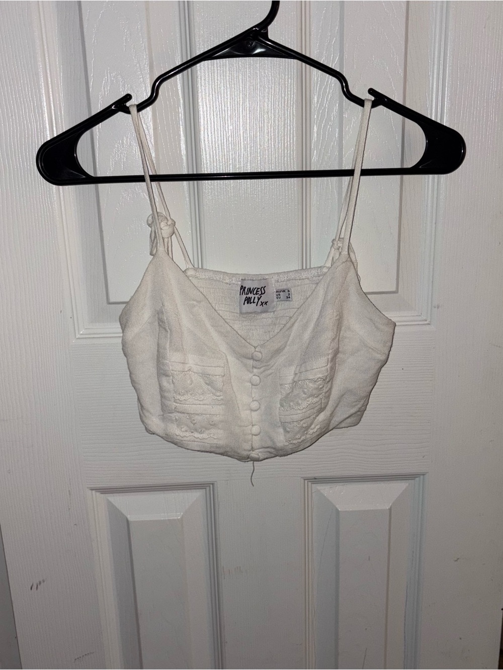 Princess Polly White Button-Front Cropped Cami